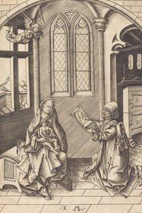 Sint Lucas Tekent een Portret van de Maagd door Israhel van Meckenem