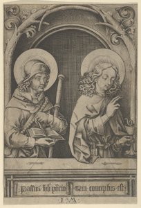 St. Jacobus de Meerdere en St. Johannes, uit De Apostelen door Israhel van Meckenem
