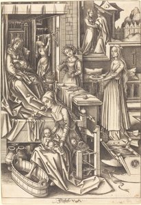 De Geboorte van de Maagd door Israhel van Meckenem after Hans Holbein the Elder