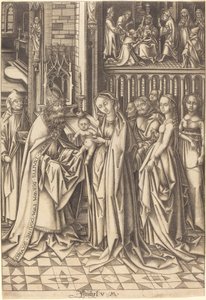 De Presentatie in de Tempel door Israhel van Meckenem after Hans Holbein the Elder