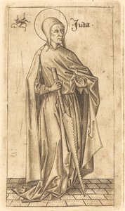 Heilige Simon Zelotes (?) of Heilige Judas Thaddeüs (?) door Israhel van Meckenem after Master E.S.