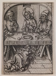 Maria Magdalena wast de voeten van Christus, ca. 1500 (gravure) door Israhel van the younger Meckenem