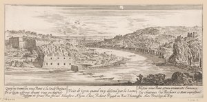 Gezicht op Lyon in een bocht van de Saône