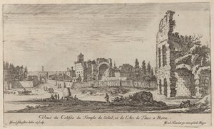 Gezicht op het Colosseum, de Tempel van de Zon en de Boog van Titus in Rome