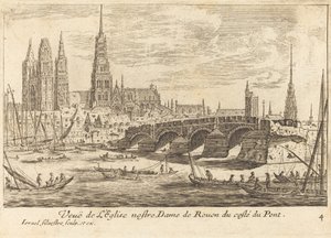 Uitzicht op de Kerk Notre Dame van Rouen door Israël Silvestre