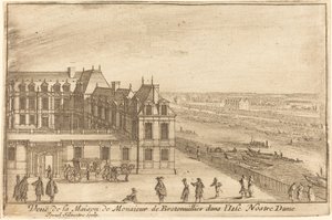 Gezicht op het Huis van de Heer de Bretonuiller op het Eiland Notre Dame door Israël Silvestre
