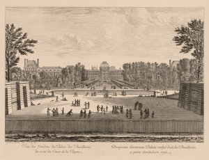 Vue du palais et des jardins des Tuileries, du côté du cours la Reine, 1673 door Israël Silvestre