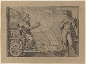 Juno in een Wagen Getrokken door Pauwen door Italian 16th Century