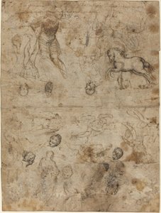 Blad met Studies door Italian 16th Century
