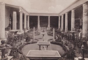 Casa Dei Vettii, Peristilio, Huis van de Vettii, de Peristyle (zw/w foto) door Italian Photographer