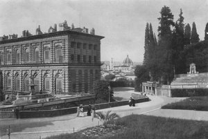Firenze, R Palazzo Pitti, Achterkant met uitzicht op de kathedraal (zwart-wit foto) door Italian Photographer