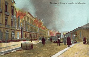 Messina, Rovine e incendio de Municipio door Italian Photographer