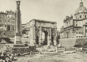 Forum Romanum, Boog van Septimius Severus met de Zuil van Phocas door Italian Photographer