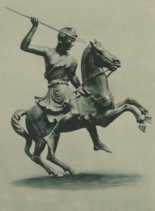 Romeins beeld van een Amazone te paard, gevonden in Herculaneum (z/w foto) door Italian Photographer