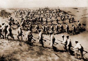 De Italiaanse landing in Benghasi (of Bengazi) (Libië) in Cyrenaica