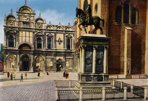 Venetië / Venice: Monument voor B Colleoni (ingekleurde foto) door Italian Photographer