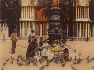 Venetië / Venice: Piccioni (ingekleurde foto) door Italian Photographer