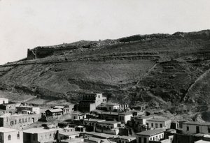 Uitzicht op Hellenistische muren in de noordoostelijke hoek van de Akropolis, Amman, Jordanië door Italian Photographer