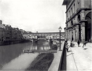 Ponte Vecchio en de gevel van de Uffizi door Italian Photographer Italian Photographer