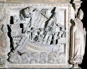 14e-eeuws schip. Kerk van St. Eustorgio in Milaan. door Italian School