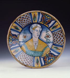 Een grote portretschotel uit Deruta, c.1530