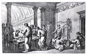 Een anatomieschool in de oudheid, uit Tabulae Anatomicae door Pietro Berrettini da Cortona (1596-1669) gepubliceerd in Rome, 1778 door Italian School