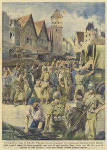 Een gigantische inval van Duitsers (kleurenlitho) door Italian School