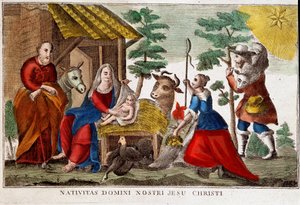 Aanbidding van de herders/nativiteit van Christus, Italiaanse afbeelding 18e eeuw