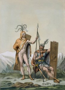 Oude Keltische krijgers gekleed voor de strijd, ca. 1800-18 door Italian School