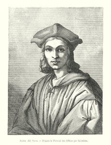 Andrea del Sarto, naar het Portret van de Uffizi door hemzelf (gravure) door Italian School