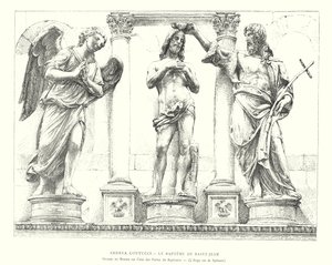 Andrea Contucci, De Doop van Sint Jan, Bronzen Groep op een van de Deuren van de Doopkapel, De Engel is van Spinazzi (gravure) door Italian School