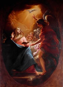 Annunciatie anoniem schilderij van de 17e eeuw Rome, Chiesa del Sacro Cuore