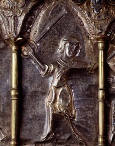 Ark van Barbarossa, met scènes uit het leven van Sint Johannes de Doper (hout, zilverblad en stenen) door Italian School