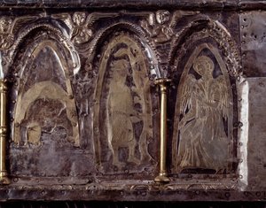 Ark van Barbarossa, met scènes uit het leven van Johannes de Doper (hout, zilverblad en stenen)