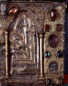 Ark van Barbarossa, met scènes uit het leven van Johannes de Doper (hout, zilverblad en stenen)