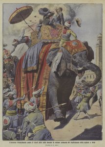 Moordaanslag op Lord Hardinge, onderkoning van India (kleurenlitho) door Italian School