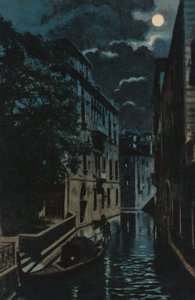 Achtergracht, Venetië (kleurenlitho) door Italian School