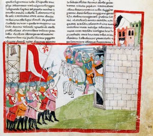 Slag bij Montaperti, miniatuur door Pacino di Buonaguida uit Nuova Cronica, manuscript Chigiano L VIII 296 door Italian School