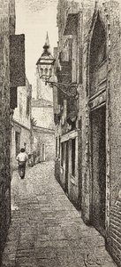 Huis van Carlo Goldoni in Venetië, Italië, gravure naar tekening van A Lazzaretti, uit L