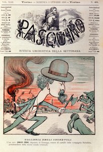 Cartoonportret van Enrico Ferri Italiaanse criminoloog en politiek activist in de Italiaanse Socialistische Partij. Cartoon in 