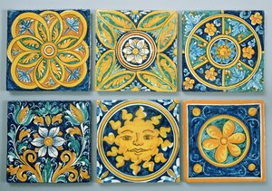 Keramische tegels in de typische Caltagirone-stijl door Italian School