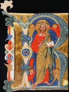 Christus de Verlosser - Initiaal R uit een grootformaat verlucht manuscript, c.1380