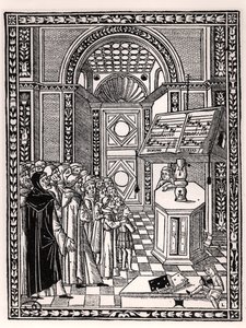 Kerkkoor, illustratie uit Practica Musicae door Franchino Gaffurio (1451-1522), gepubliceerd in Venetië 1512 door Italian School