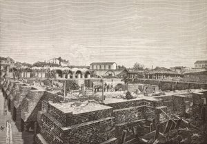 Cisterne van het nieuwe aquaduct in Venetië, Italië, gravure naar tekening van Gussoni, uit L