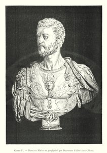 Cosme I, Marmeren en porfier Buste, door Benvenuto Cellini, in de Uffizi door Italian School