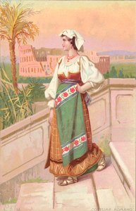 Romeins kostuum (chromolitho) door Italian School