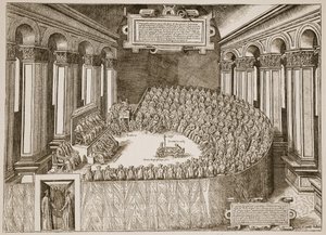 Raad van Trente, 1563, uit een ets gepubliceerd in Venetië in 1565, illustratie uit De Kerk van Engeland: Een Geschiedenis voor het Volk door H.D.M. Spence-Jones