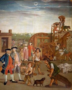Binnenplaats met machines voor het vollen van stoffen, detail van Brothers Wetter textielfabriek in Orange