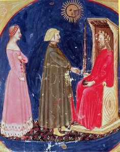 Dante en Beatrice voor Justinianus uit De goddelijke komedie door Dante Alighieri door Italian School