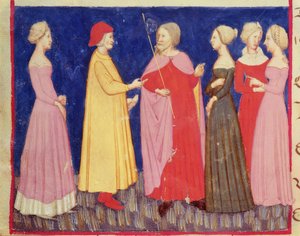 Dante en Beatrice in het paradijs, uit De goddelijke komedie door Dante Alighieri door Italian School